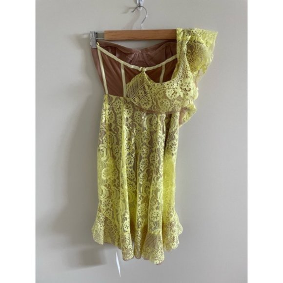 NWT For Love & Lemons Tati Lace Dress with Contrast Exposed Bodice Size XS - Picture 8 of 15